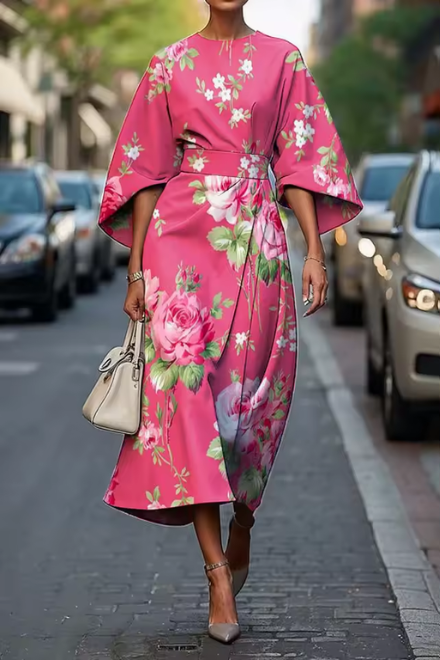 Elegant Floral Dress – Flattering Fit, Lightweight Flowing Silhouette for Summer