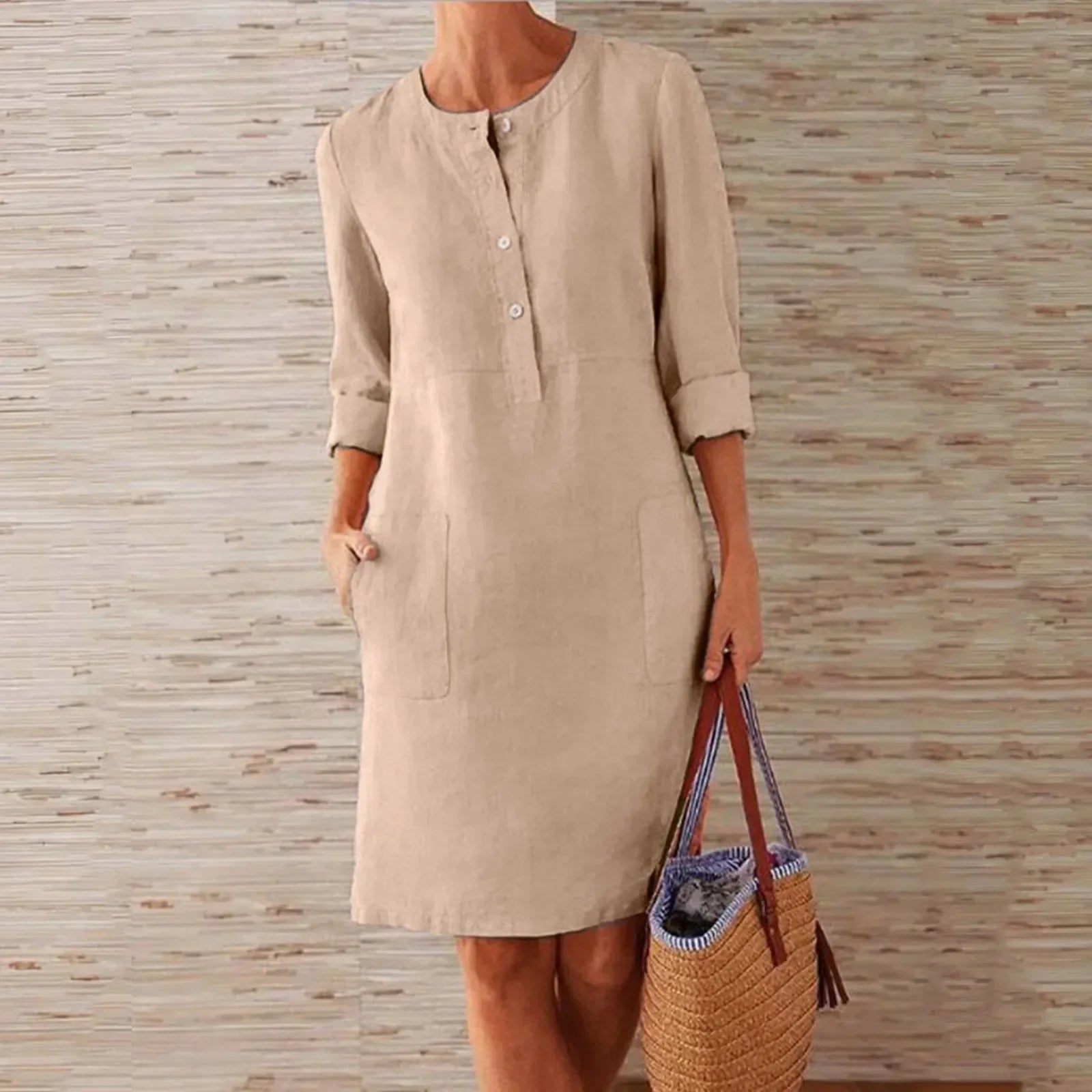 Casual Summer Dress - Lightweight Cotton Linen Tunic With Relaxed Fit