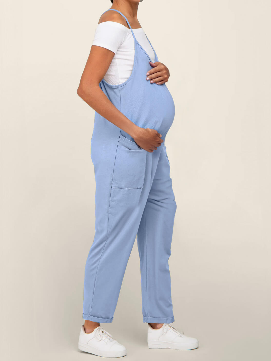 Maternity Jumpsuit - Oversized Postpartum Romper with Adjustable Straps