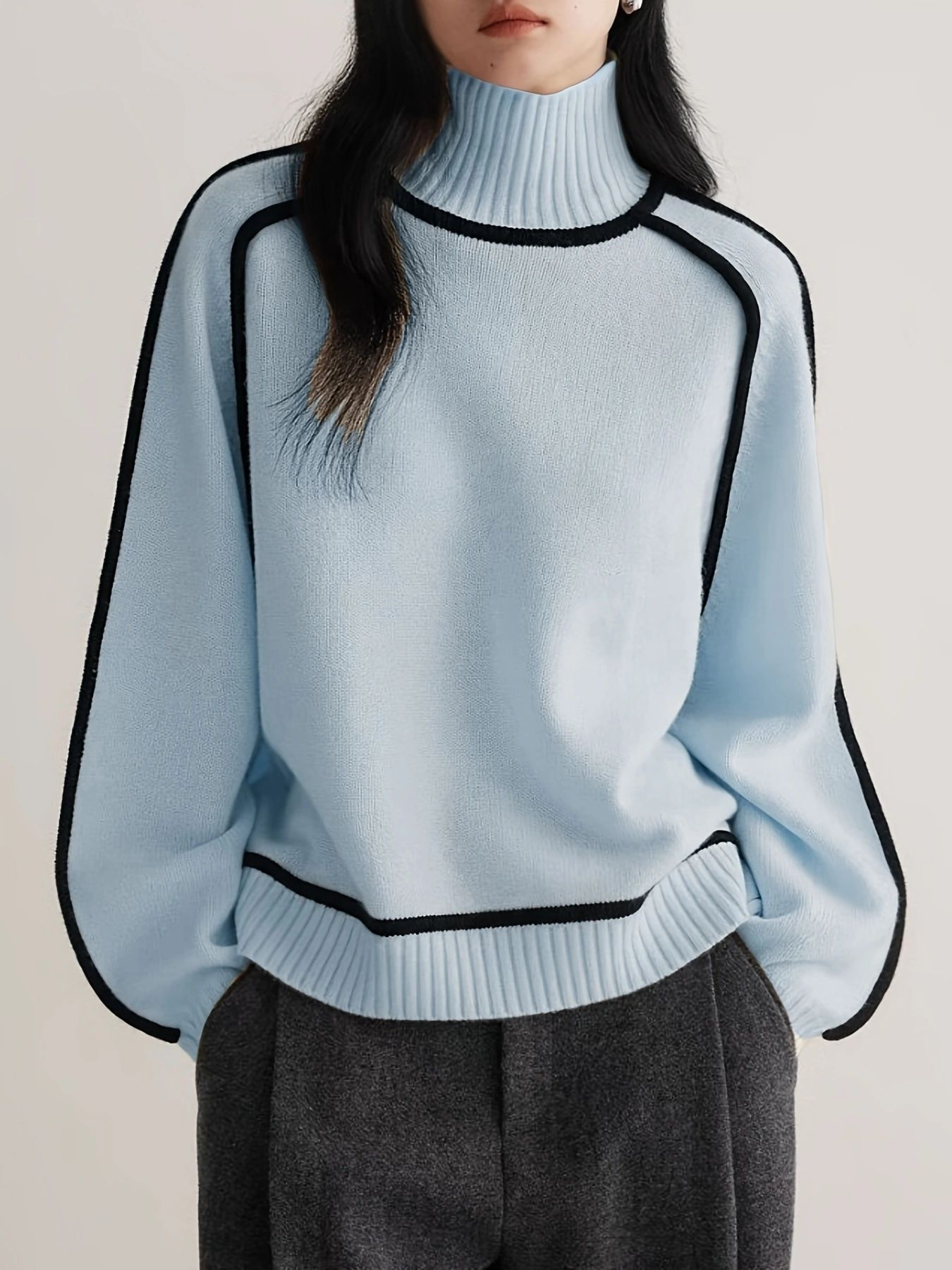 Soft Turtleneck Sweater – Cashmere-Like Cozy Knit Pullover With Ribbed Cuffs