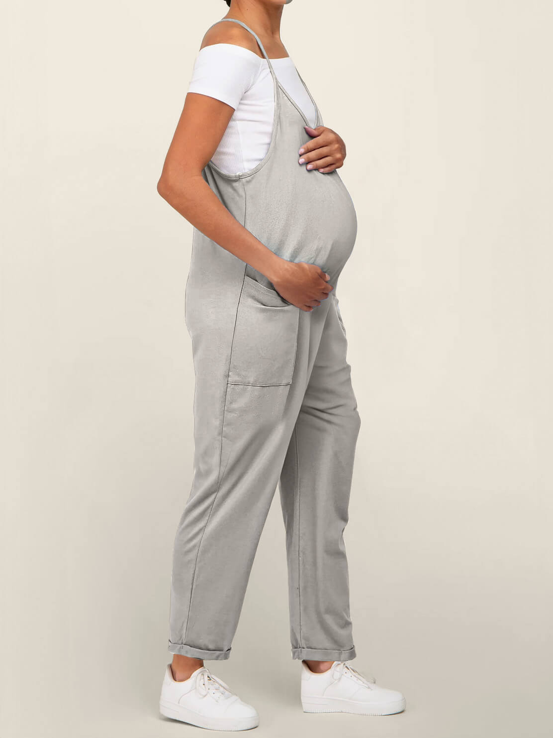 Maternity Jumpsuit - Oversized Postpartum Romper with Adjustable Straps