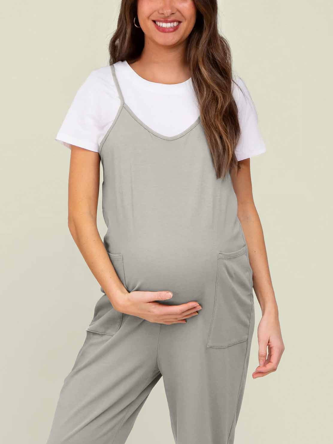 Maternity Jumpsuit - Oversized Postpartum Romper with Adjustable Straps