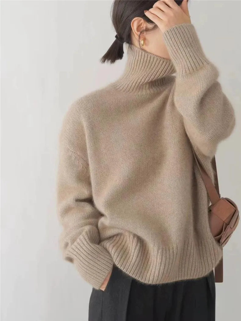 Luxe Turtleneck Sweater – Cashmere Soft Warm Winter Knitwear For Women