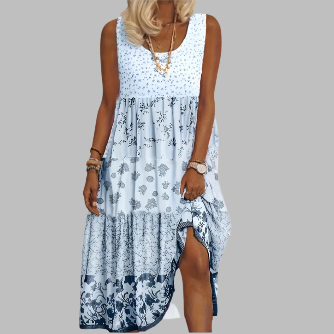 Elegant Women's Dress – Floral Print, Flowing Silhouette & Comfortable Fit