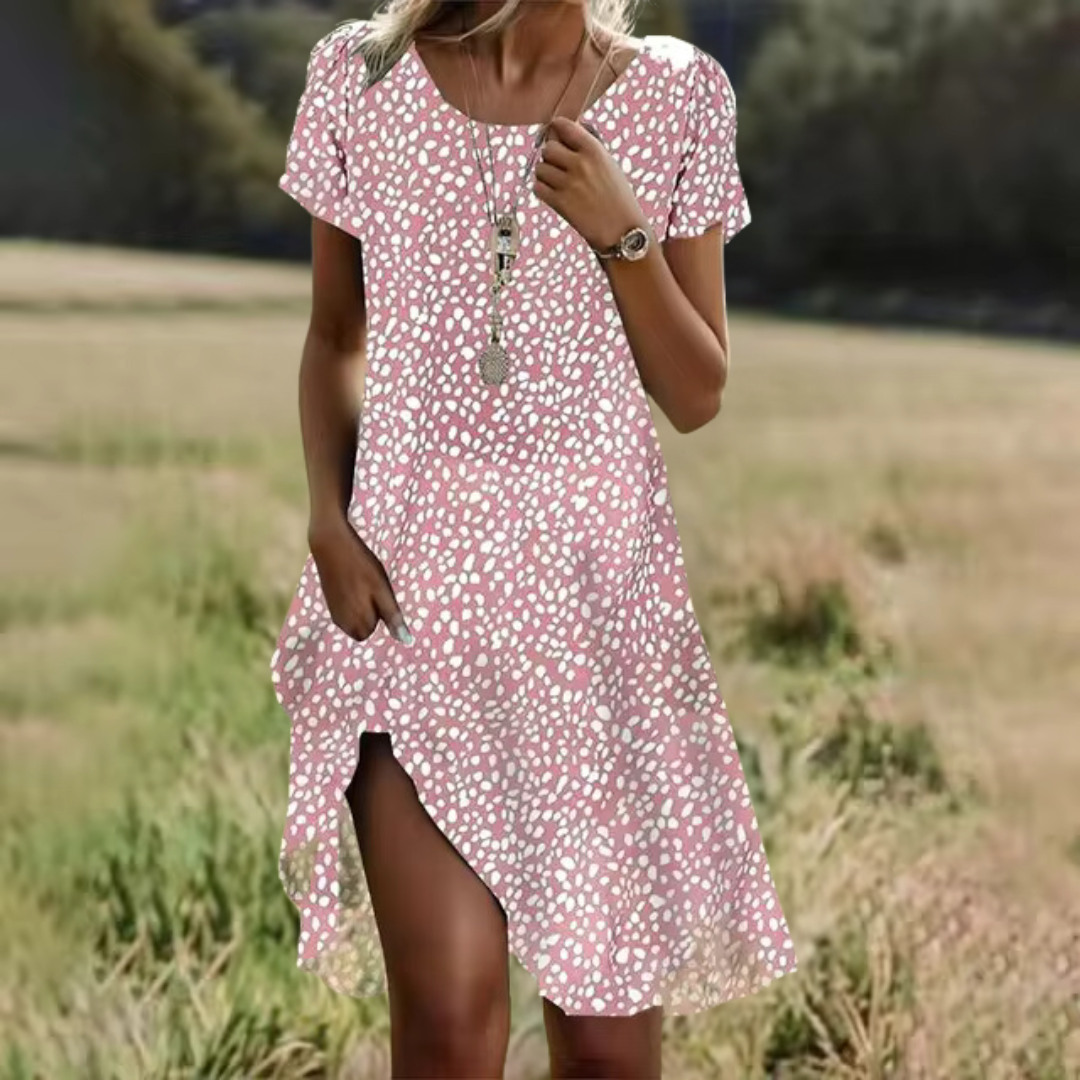 Flowy Dress – Relaxed Fit Floral Print Dress with Breathable Fabric Comfort