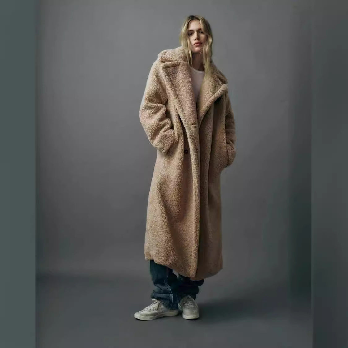 Teddy Overcoat | Luxe Plush Fleece Double-Breasted Coat for Winter