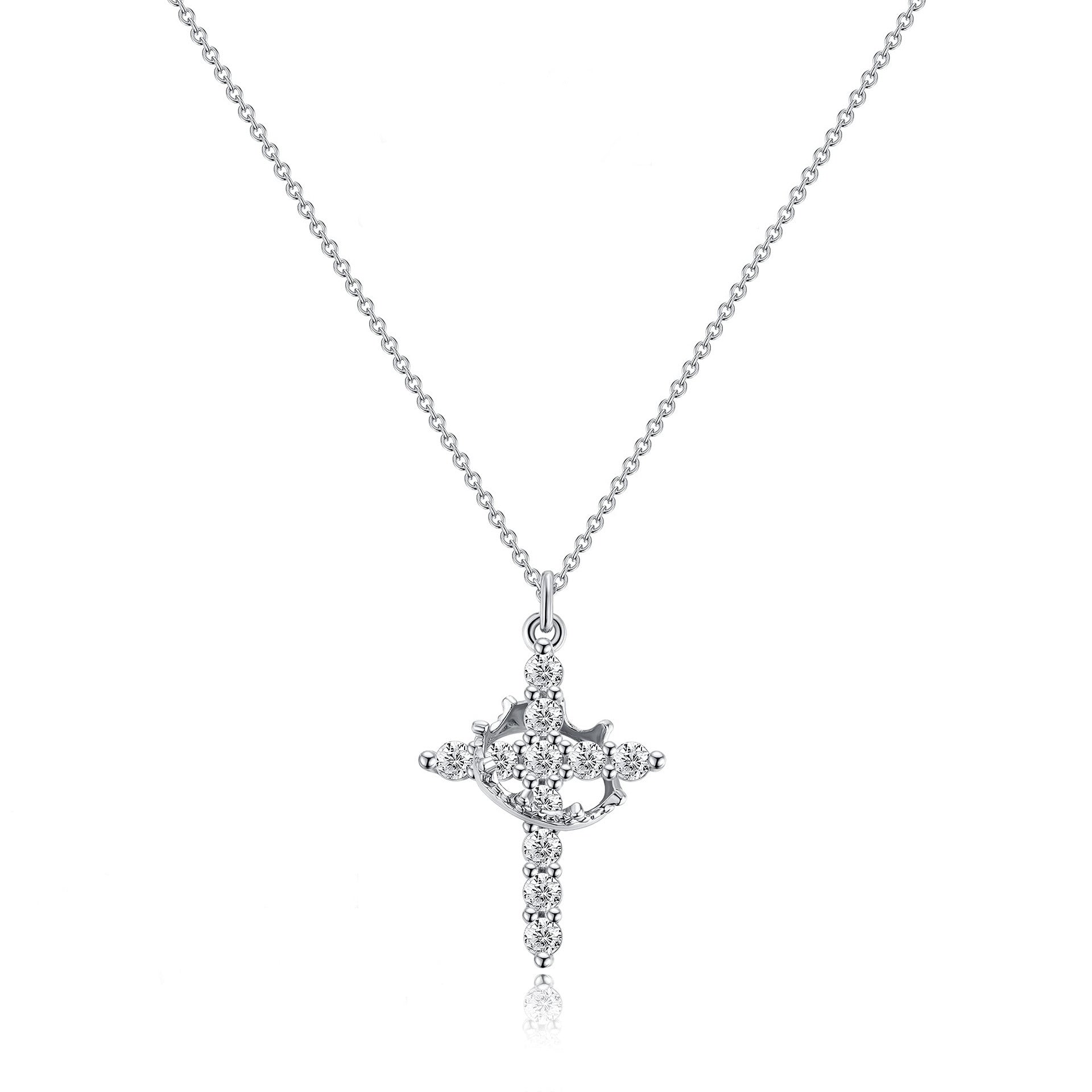Cross Crown Necklace – Classic Pendant with Regal Crown | Elegant Faith Jewelry