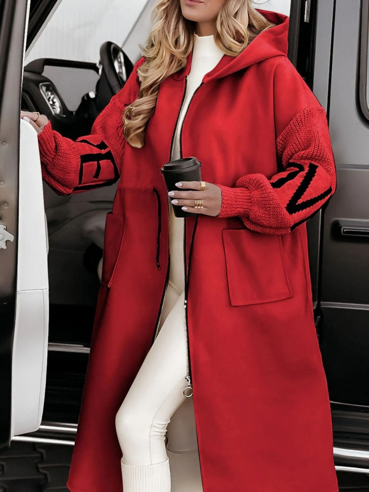 Hooded Trench Coat – Long Belted Cotton Blend Coat With Windproof Outerwear