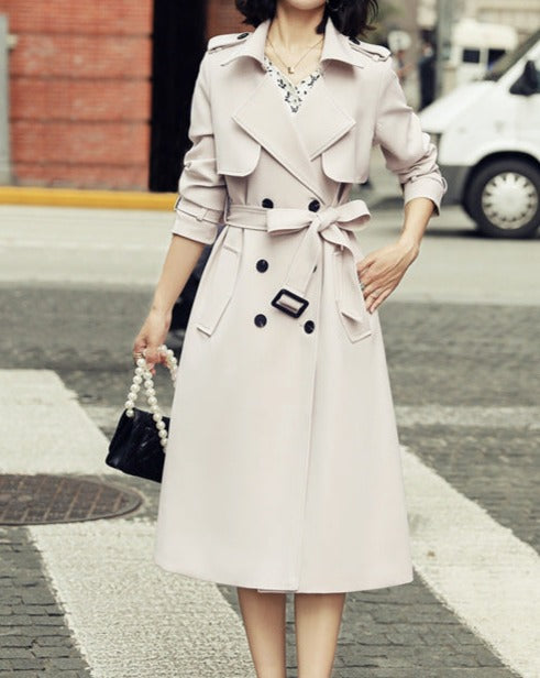 Double Breasted Trench Coat – Women's Classic Tailored Fit Overcoat With Belt