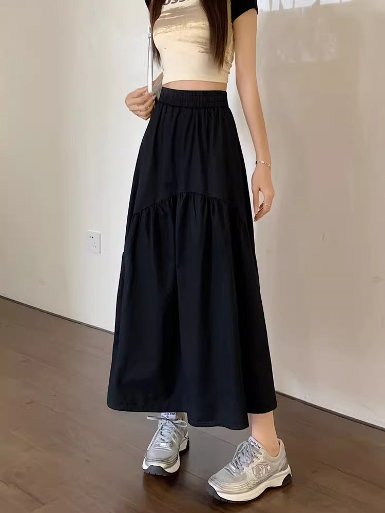 Modern Casual Skirt – Long Maxi A-Line Skirt With Stretch Waistband