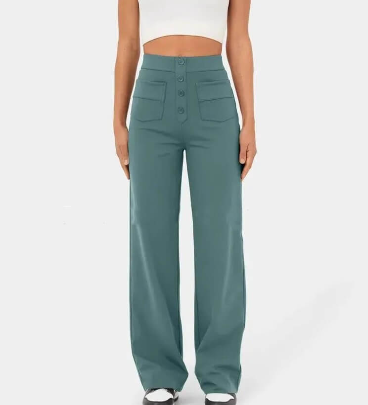 High Waisted Trousers – Tailored Slim Fit Pants | Comfortable Cotton Blend