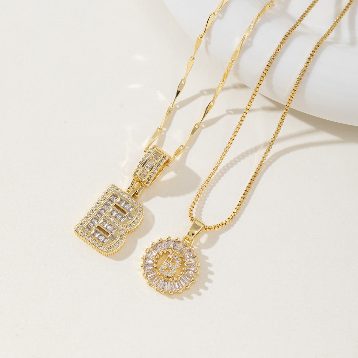 Initial Letter Necklace - Elegant 2-Pack Pendant Necklaces for Stylish Layering