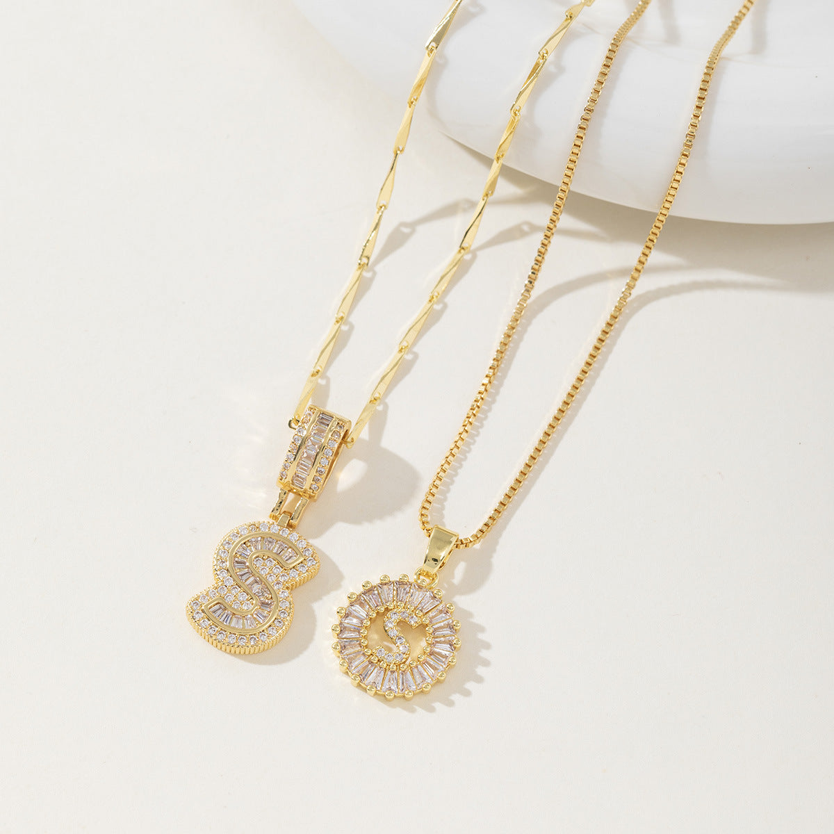 Initial Letter Necklace - Elegant 2-Pack Pendant Necklaces for Stylish Layering