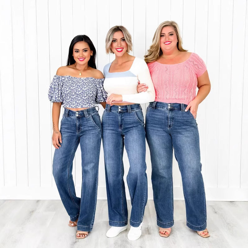 Wide Leg Jeans – TALLIS™ Comfy Double Down Relaxed Fit Denim Pants