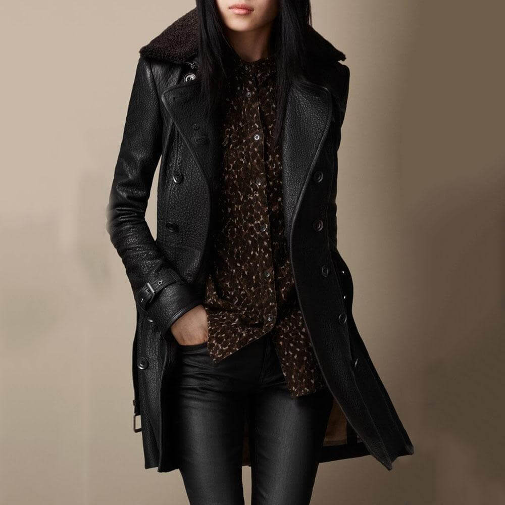 3/4 Leather Coat | Premium Women Leather Jacket With Sleek Tailored Design