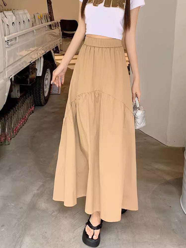 Modern Casual Skirt – Long Maxi A-Line Skirt With Stretch Waistband