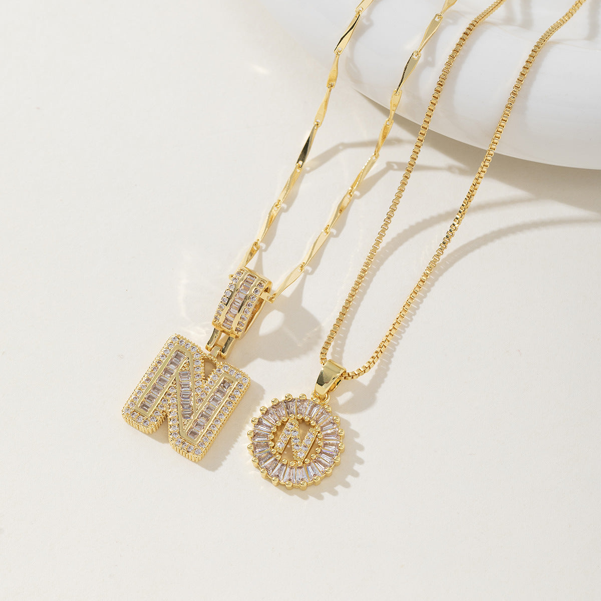 Initial Letter Necklace - Elegant 2-Pack Pendant Necklaces for Stylish Layering