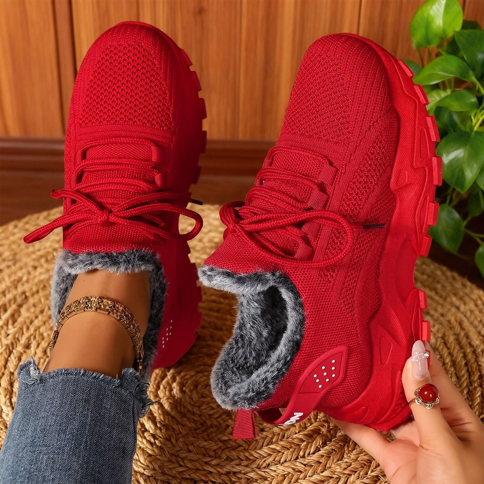 BRYDEE™ – Zapatos Casuales de Forro Polar con Cierre de Cordones y Plantilla Acolchada