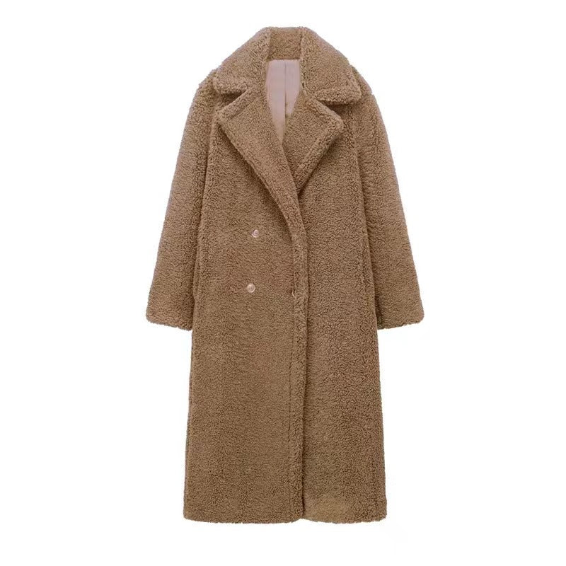Teddy Overcoat | Luxe Plush Fleece Double-Breasted Coat for Winter