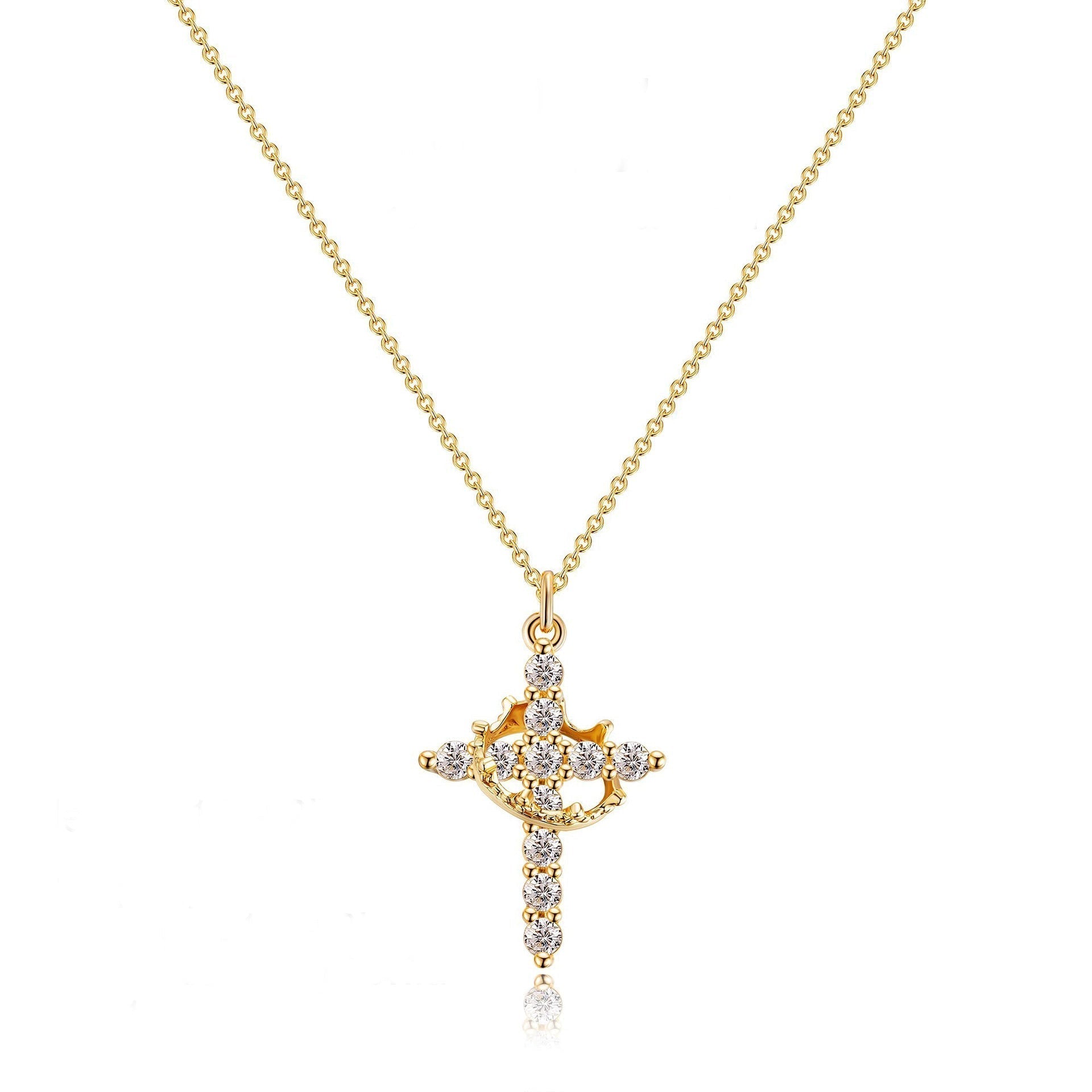 Cross Crown Necklace – Classic Pendant with Regal Crown | Elegant Faith Jewelry