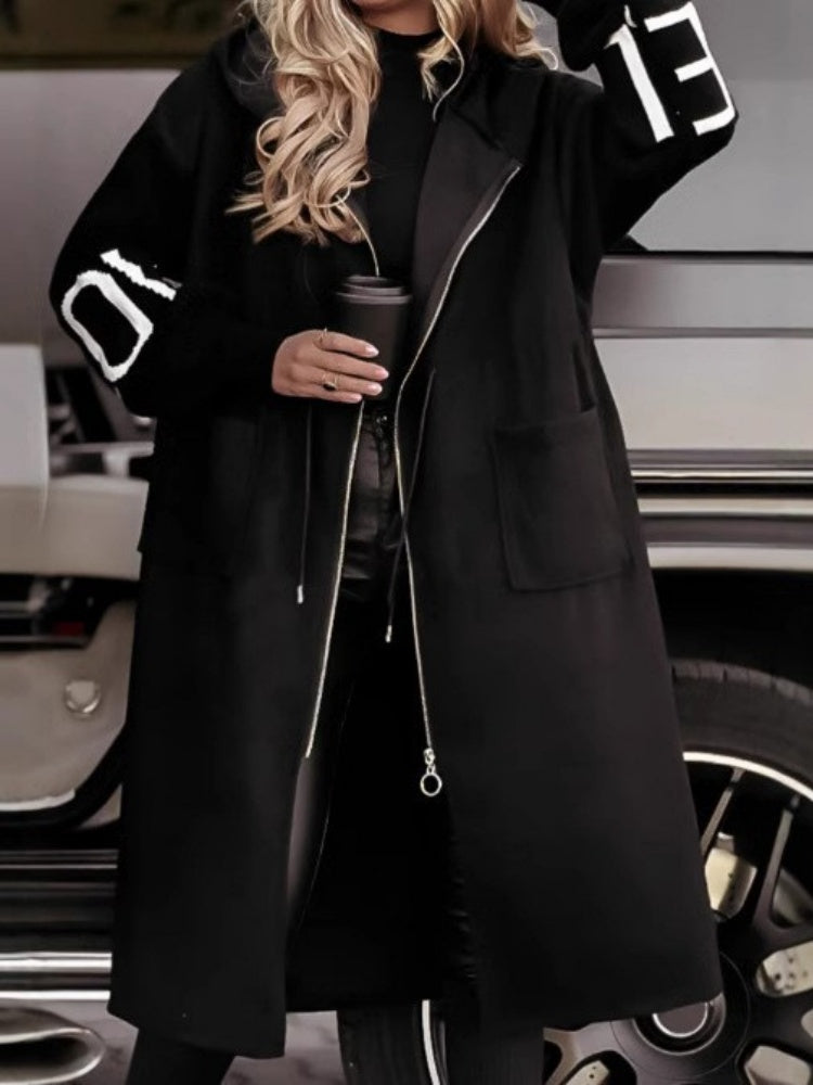 Hooded Trench Coat – Long Belted Cotton Blend Coat With Windproof Outerwear