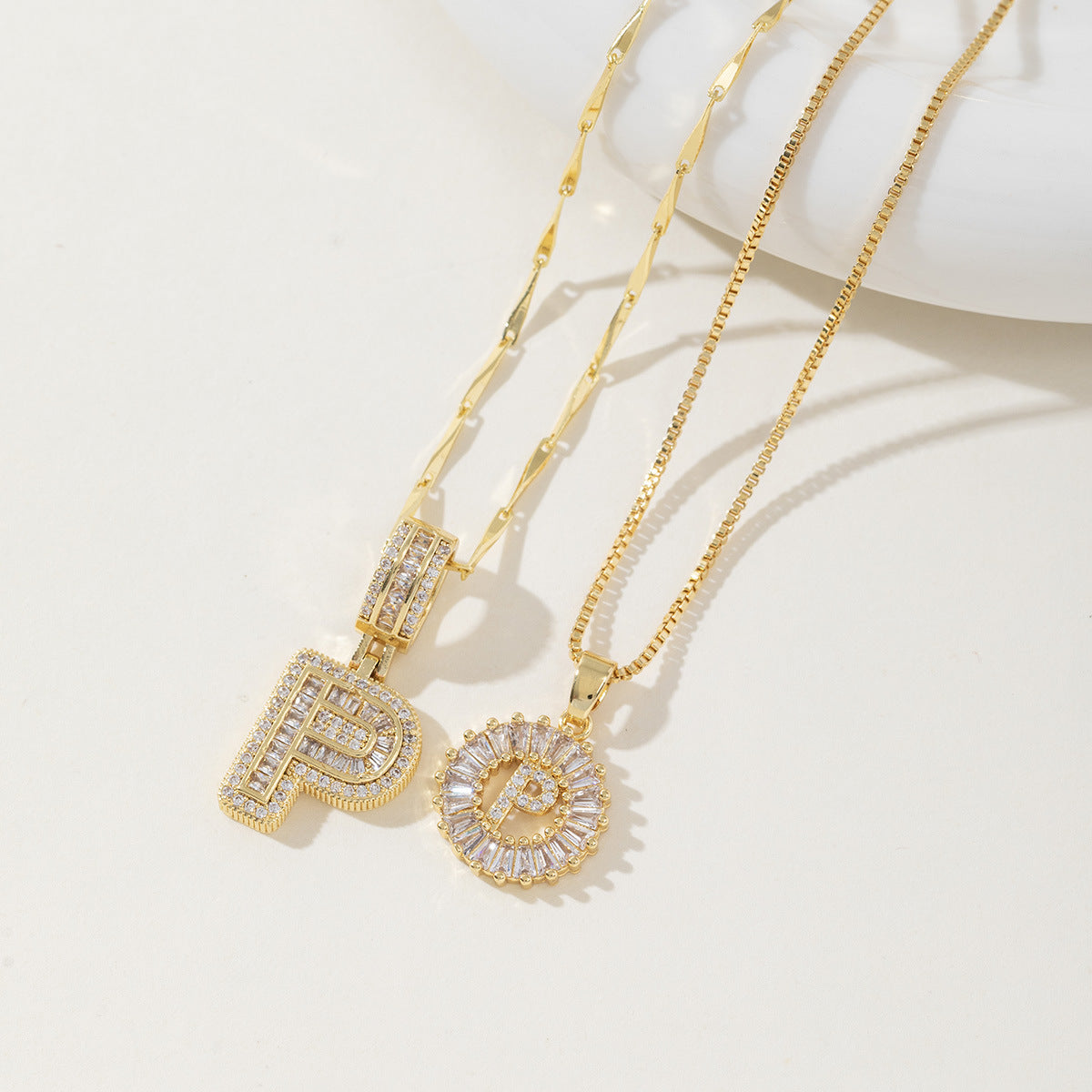 Initial Letter Necklace - Elegant 2-Pack Pendant Necklaces for Stylish Layering