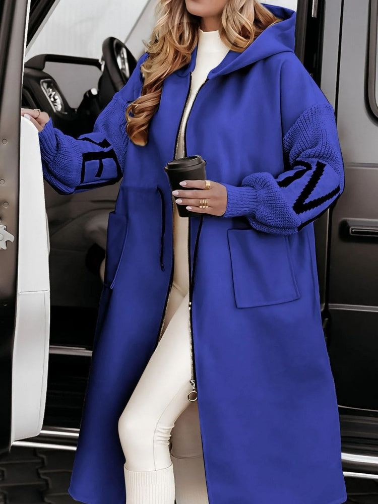 Hooded Trench Coat – Long Belted Cotton Blend Coat With Windproof Outerwear