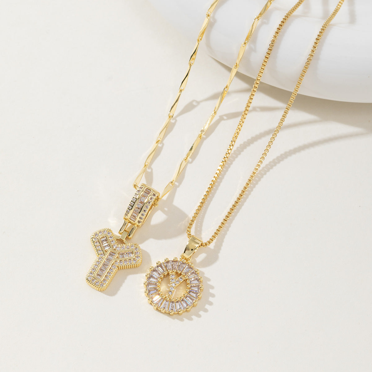 Initial Letter Necklace - Elegant 2-Pack Pendant Necklaces for Stylish Layering