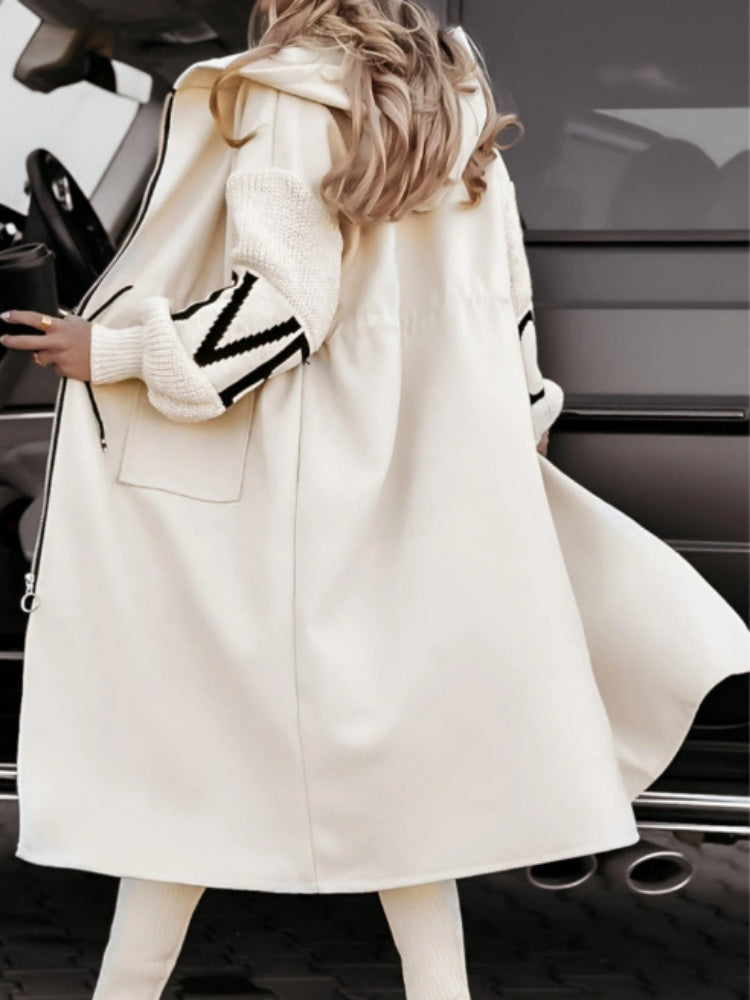 Hooded Trench Coat – Long Belted Cotton Blend Coat With Windproof Outerwear