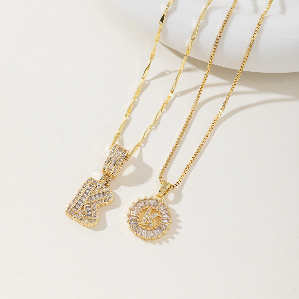 Initial Letter Necklace - Elegant 2-Pack Pendant Necklaces for Stylish Layering