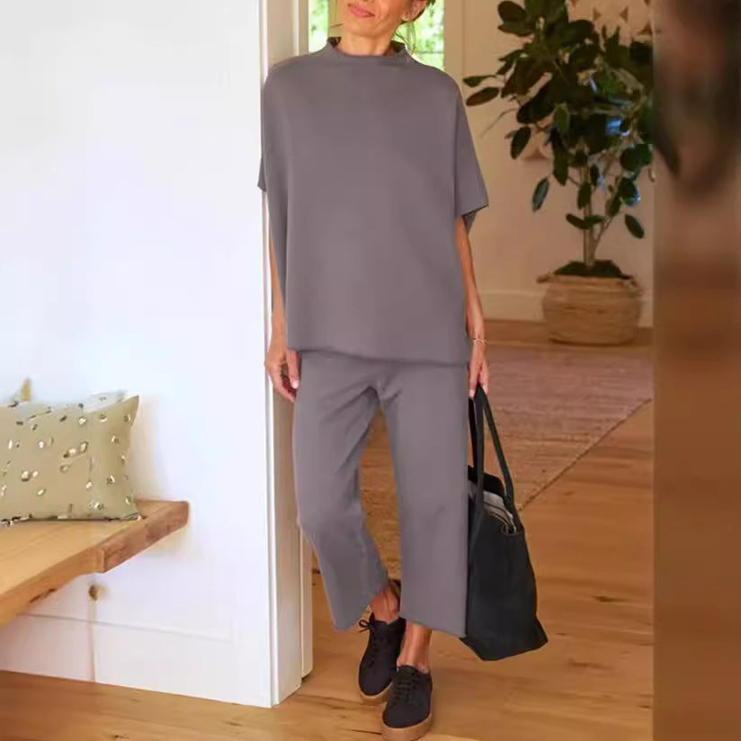 Relaxed Lounge Set – Two-Piece Loungewear With Batwing Sleeve Top & Wide-Leg Pants