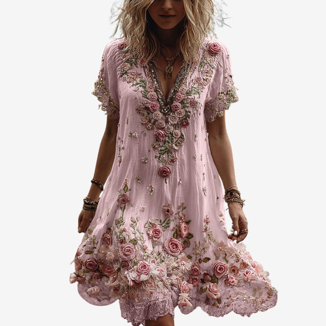 Summer Floral Dress – Lightweight Midi Dress With Romantic Floral Print