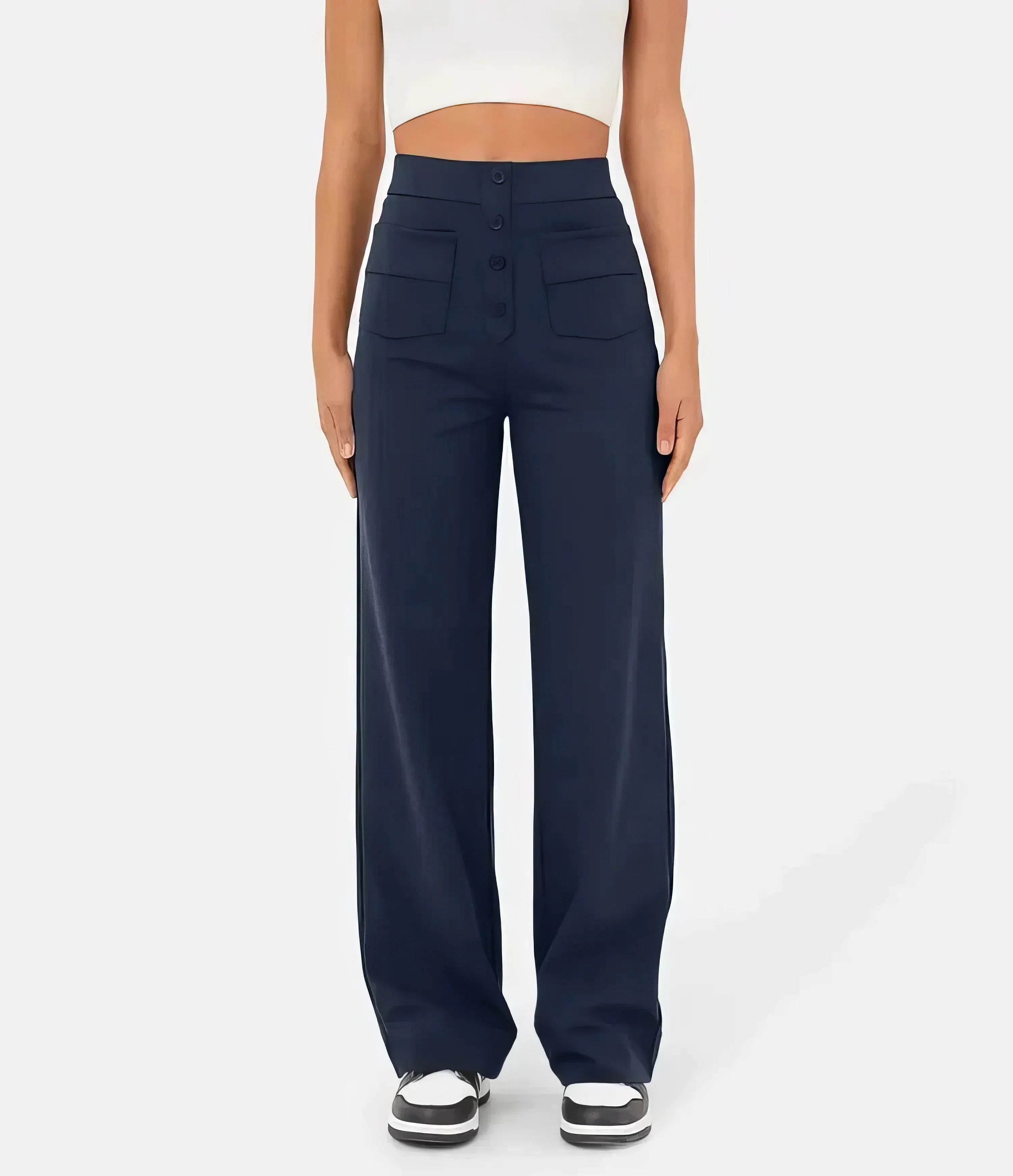 High Waisted Trousers – Tailored Slim Fit Pants | Comfortable Cotton Blend