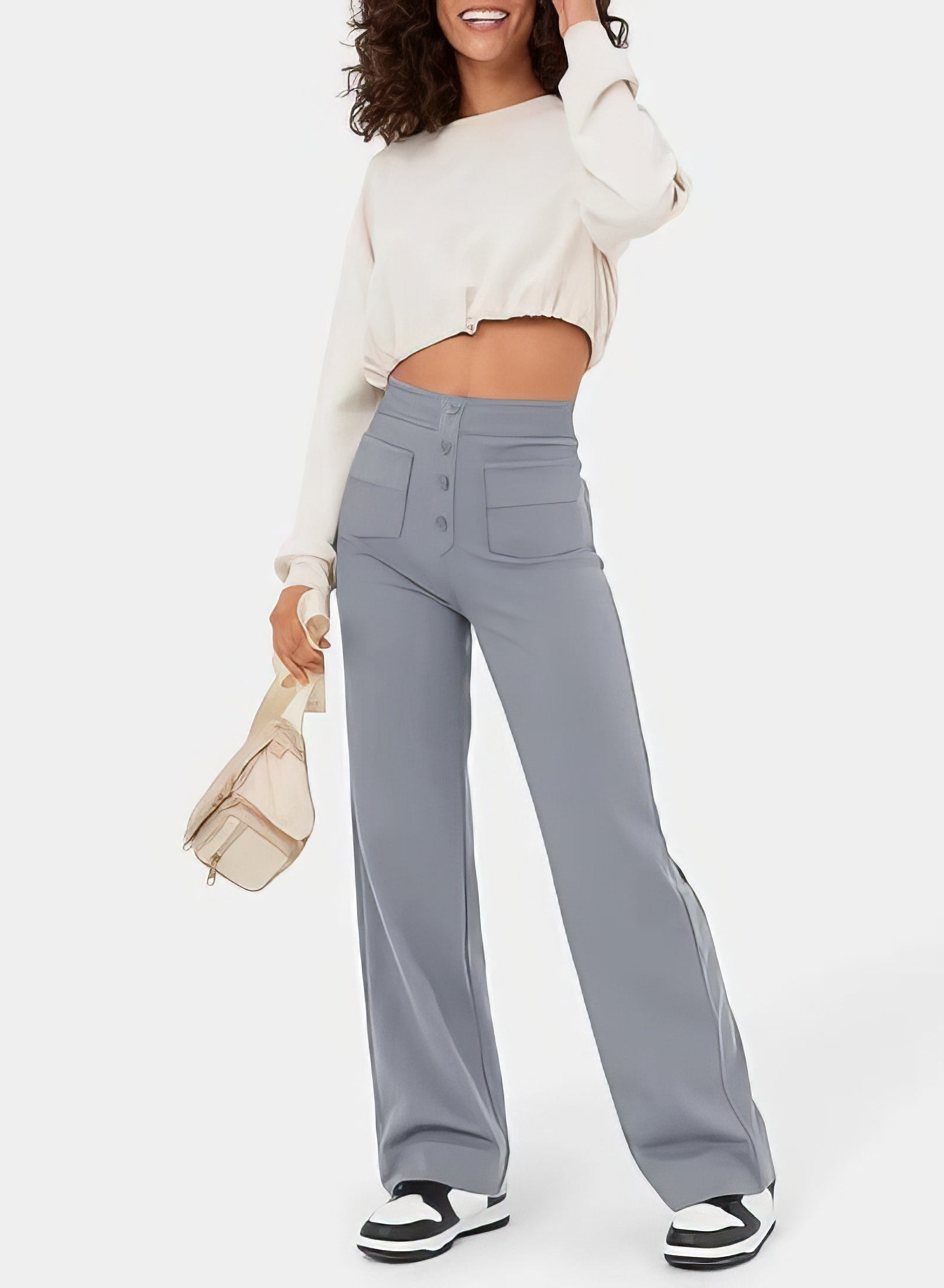 High Waisted Trousers – Tailored Slim Fit Pants | Comfortable Cotton Blend