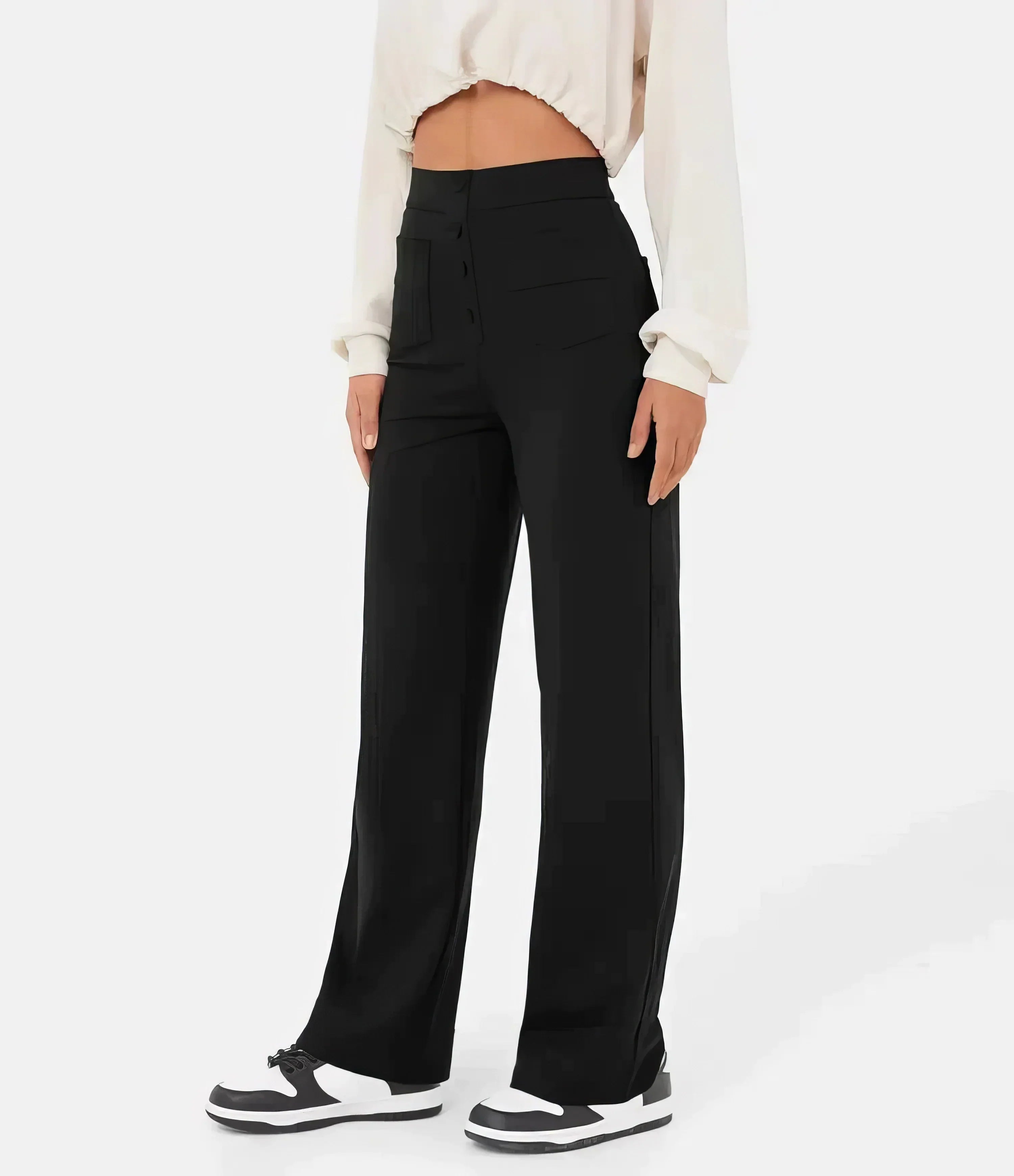 High Waisted Trousers – Tailored Slim Fit Pants | Comfortable Cotton Blend