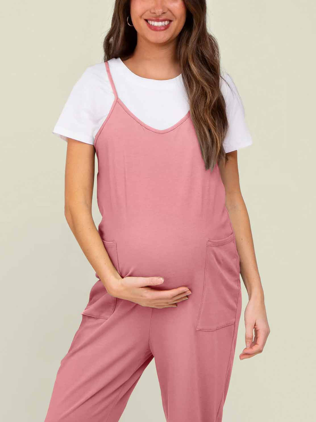 Maternity Jumpsuit - Oversized Postpartum Romper with Adjustable Straps