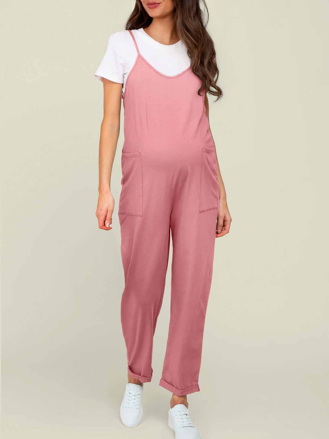 Maternity Jumpsuit - Oversized Postpartum Romper with Adjustable Straps