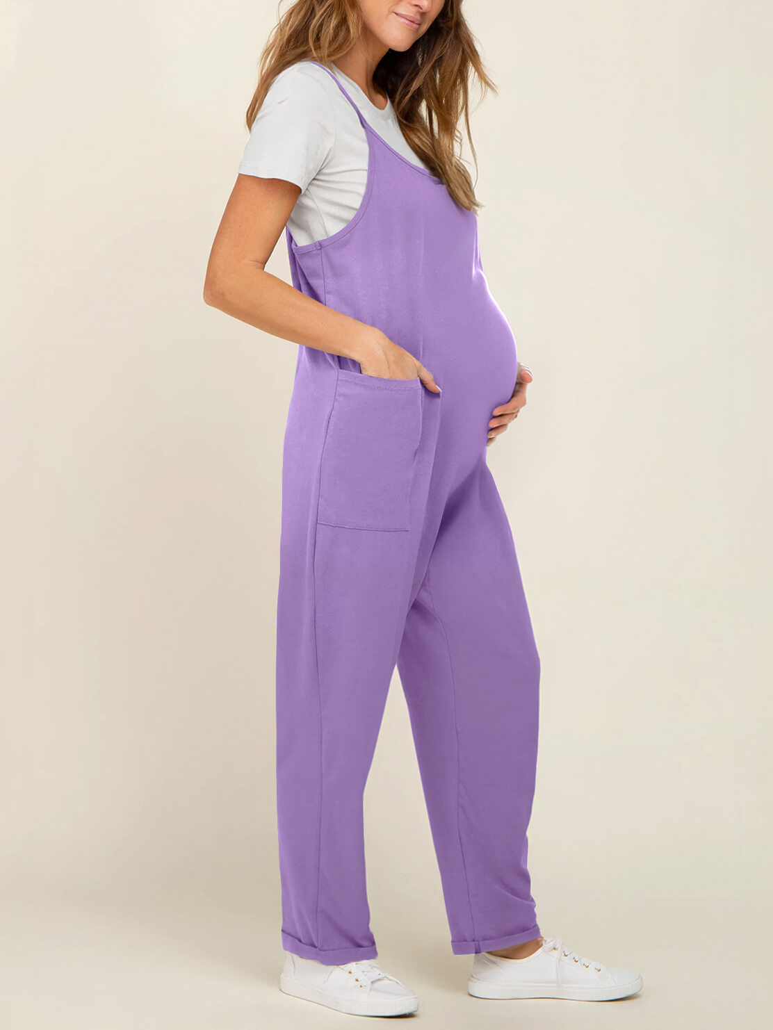 Maternity Jumpsuit - Oversized Postpartum Romper with Adjustable Straps
