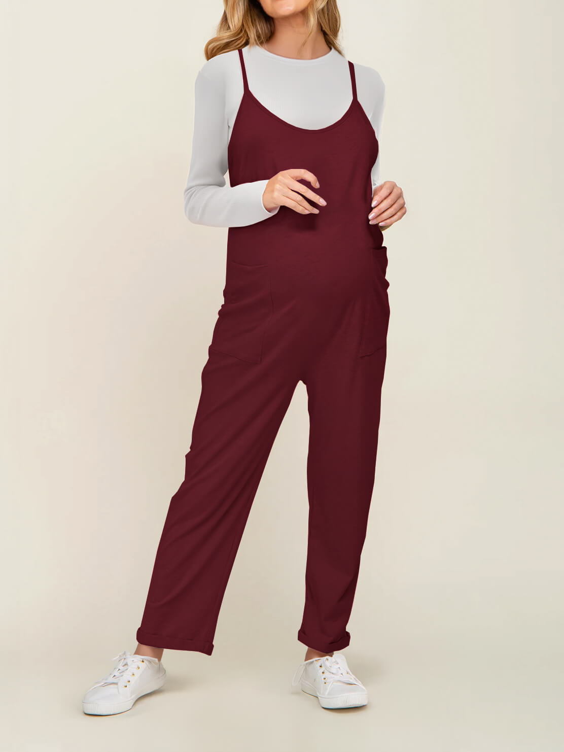 Maternity Jumpsuit - Oversized Postpartum Romper with Adjustable Straps