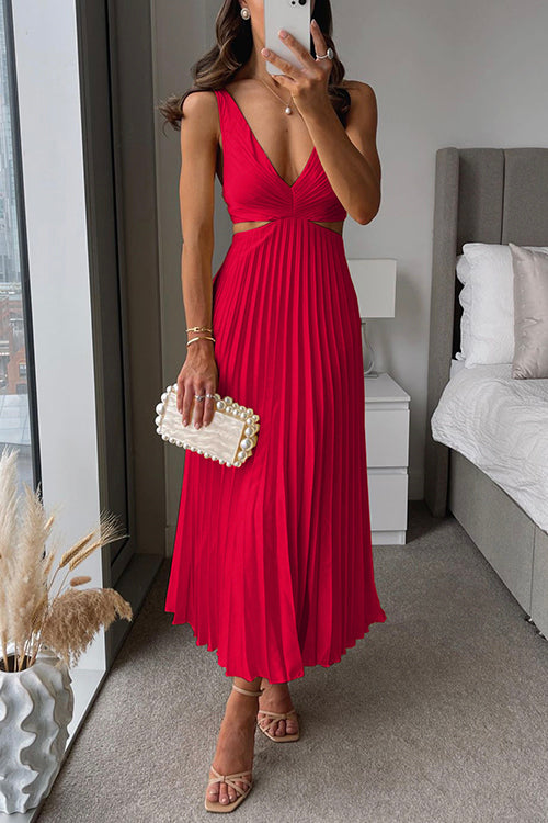 Pleated Maxi Dress – Sleeveless Elegant Summer Gown With Flowing Silhouette