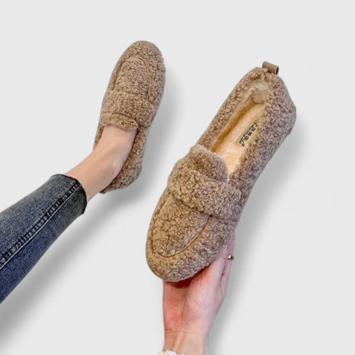 Warm Slippers - Elegant Loafer Design With Lambswool Lining & Non-Slip Sole
