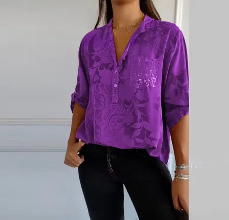 Pocketed V-Neck Shirt – Breathable Summer Top With Chest Pocket Detail