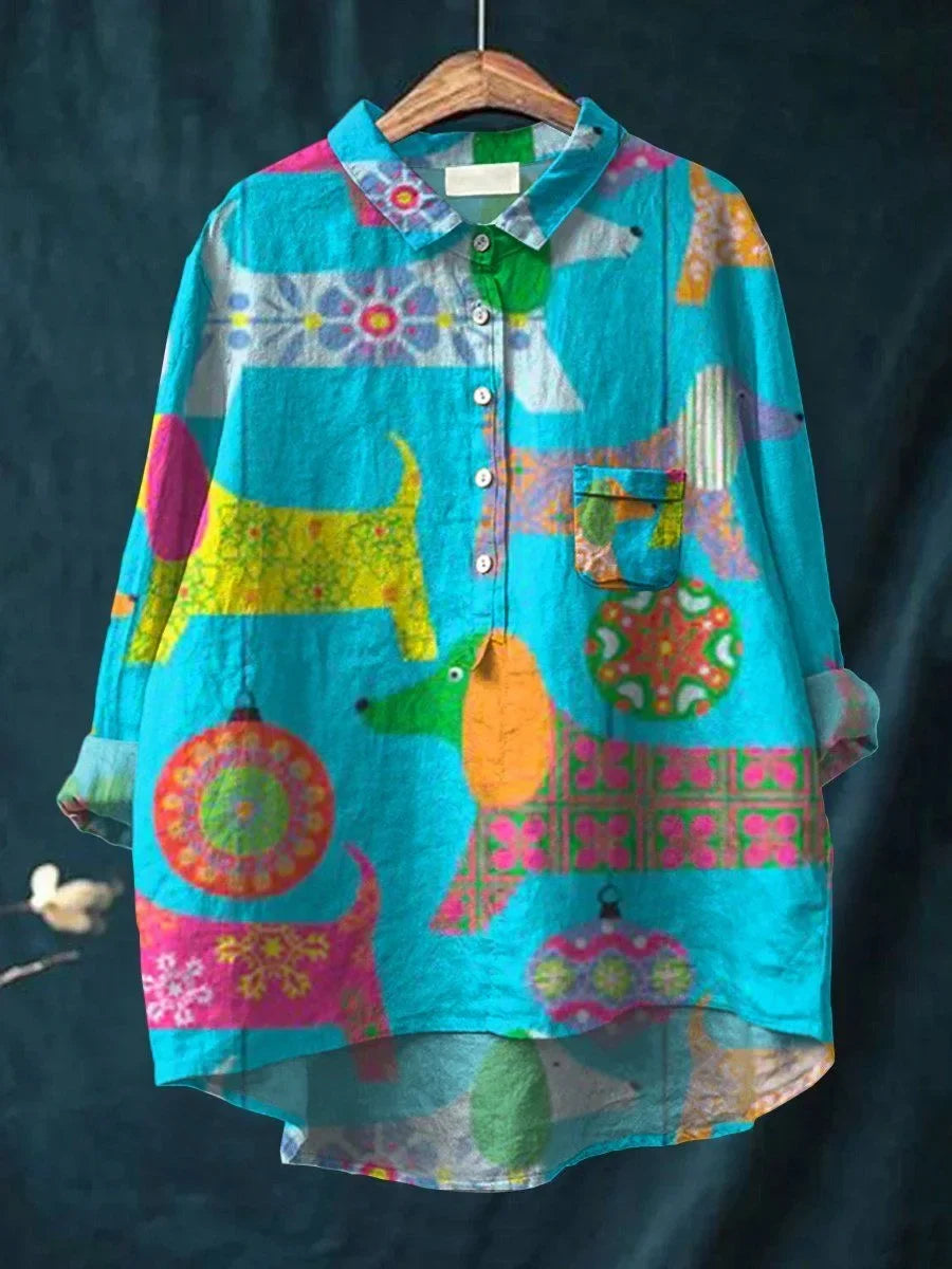 Cat Art Shirt – Artistic Print Long Sleeve Top | Lightweight, Breathable Fabric