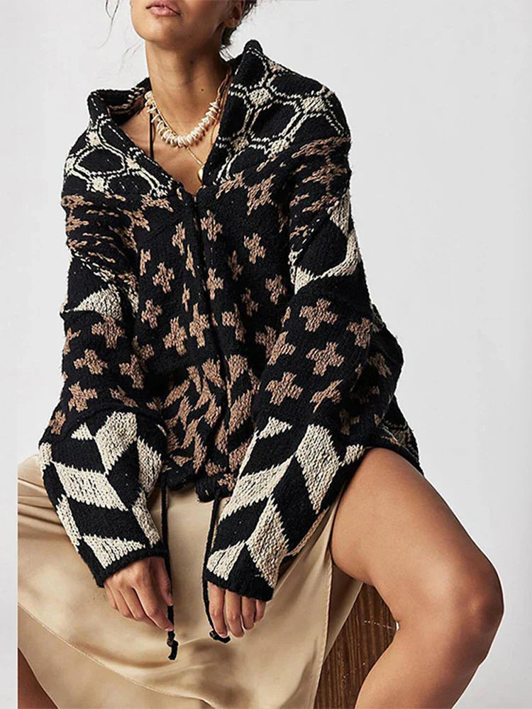 Knitted V-Neck Cardigan – Vintage Women's Layering Sweater | Soft Warm Knit