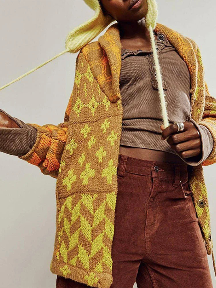 Knitted V-Neck Cardigan – Vintage Women's Layering Sweater | Soft Warm Knit