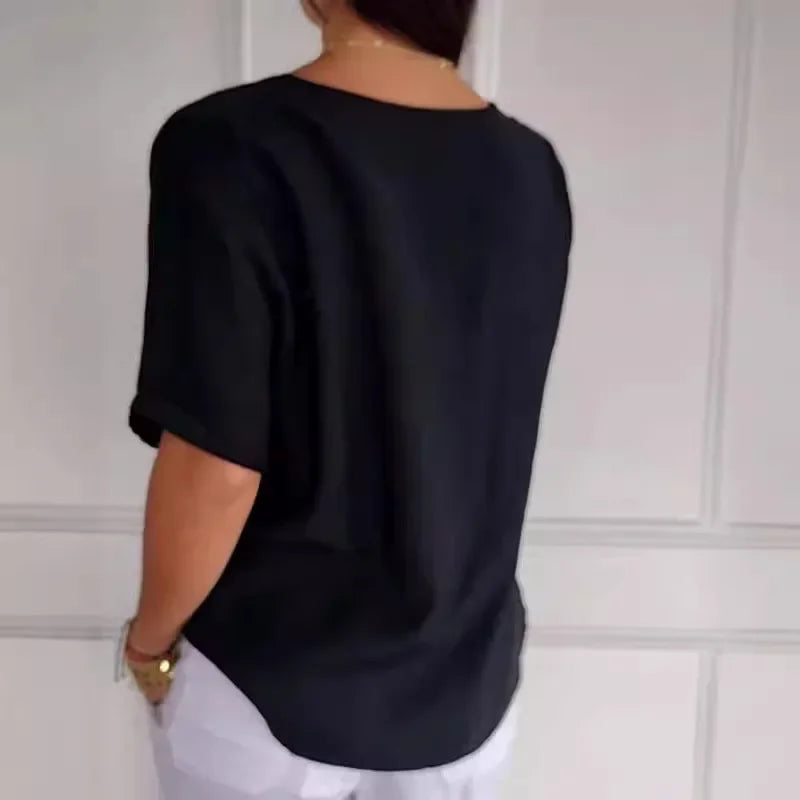 Button Drape Blouse – Elegant Cotton Linen Blouse With Stylish Side Buttons