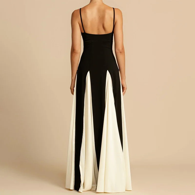 Classic Sling Dress – Sleek Sleeveless Maxi Dress With High Waist A-Line Design