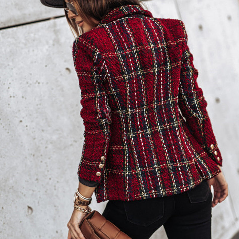 Checked Blazer – Stylish Double Breasted Blazer With Classic Check Pattern
