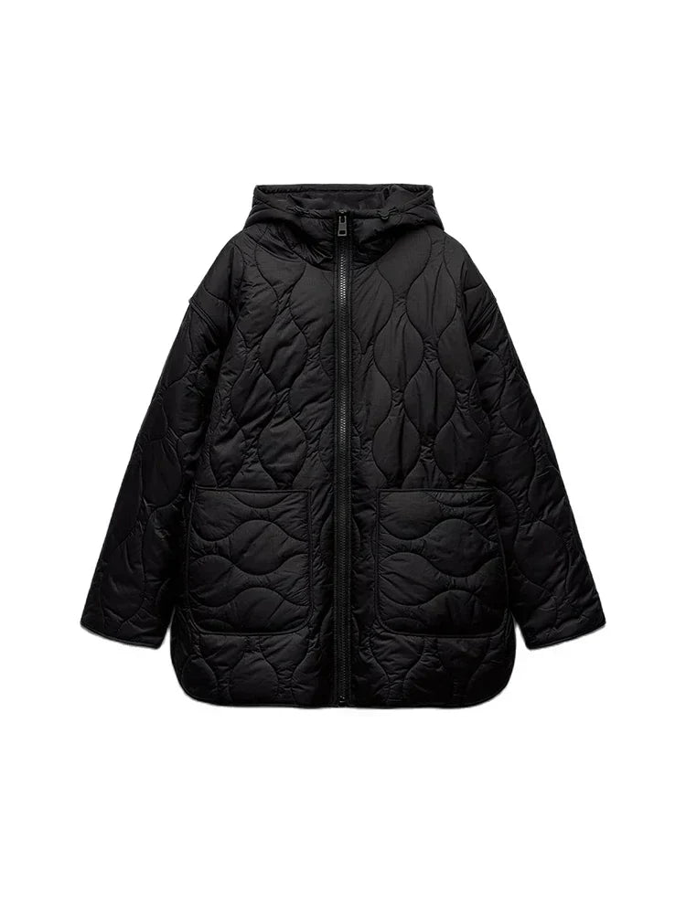 Relaxed Fit Winter Jacket | Lightweight Cozy Layering Coat With Full-Length Zip