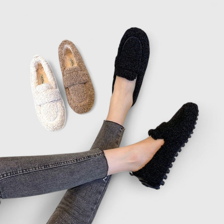Warm Slippers - Elegant Loafer Design With Lambswool Lining & Non-Slip Sole